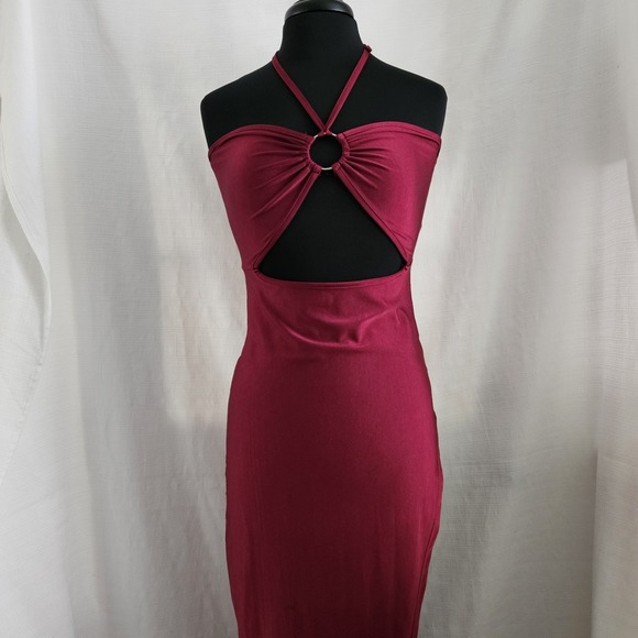 SHEIN Dresses & Skirts - Halter Dress Woman's Sz L W/Cutout Side Slit Bodycon Party Cocktail Dress Sexy